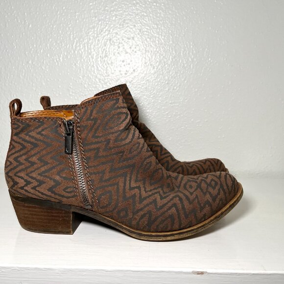 Lucky Brand Basel Booties Womens Size 8.5 Tribal Boho Ankle Boots Leather Suede - Picture 11 of 15